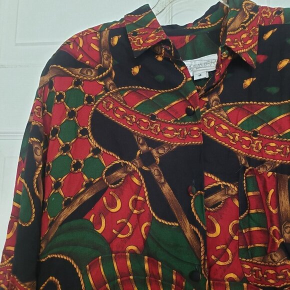 Vintage Baroque Equestrian Shirt Western Made in USA Button Front Womens Size 14 - Picture 2 of 10
